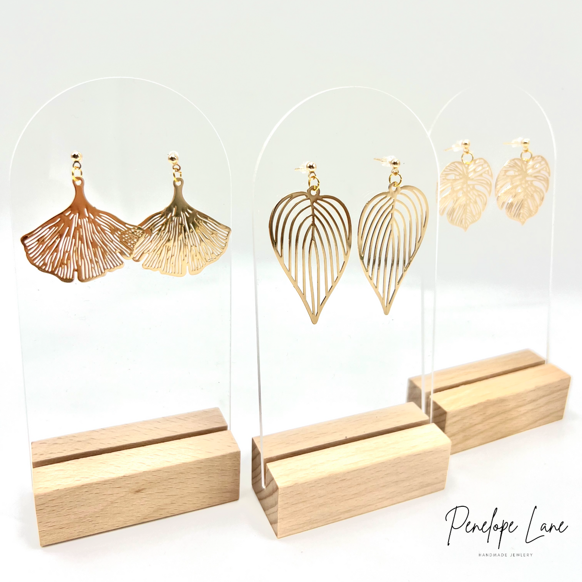 Ginkgo, Monstera, & Bird of Paradise Leaf Earrings