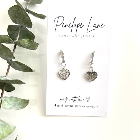 Gold Heart Padlock Dangle Earrings